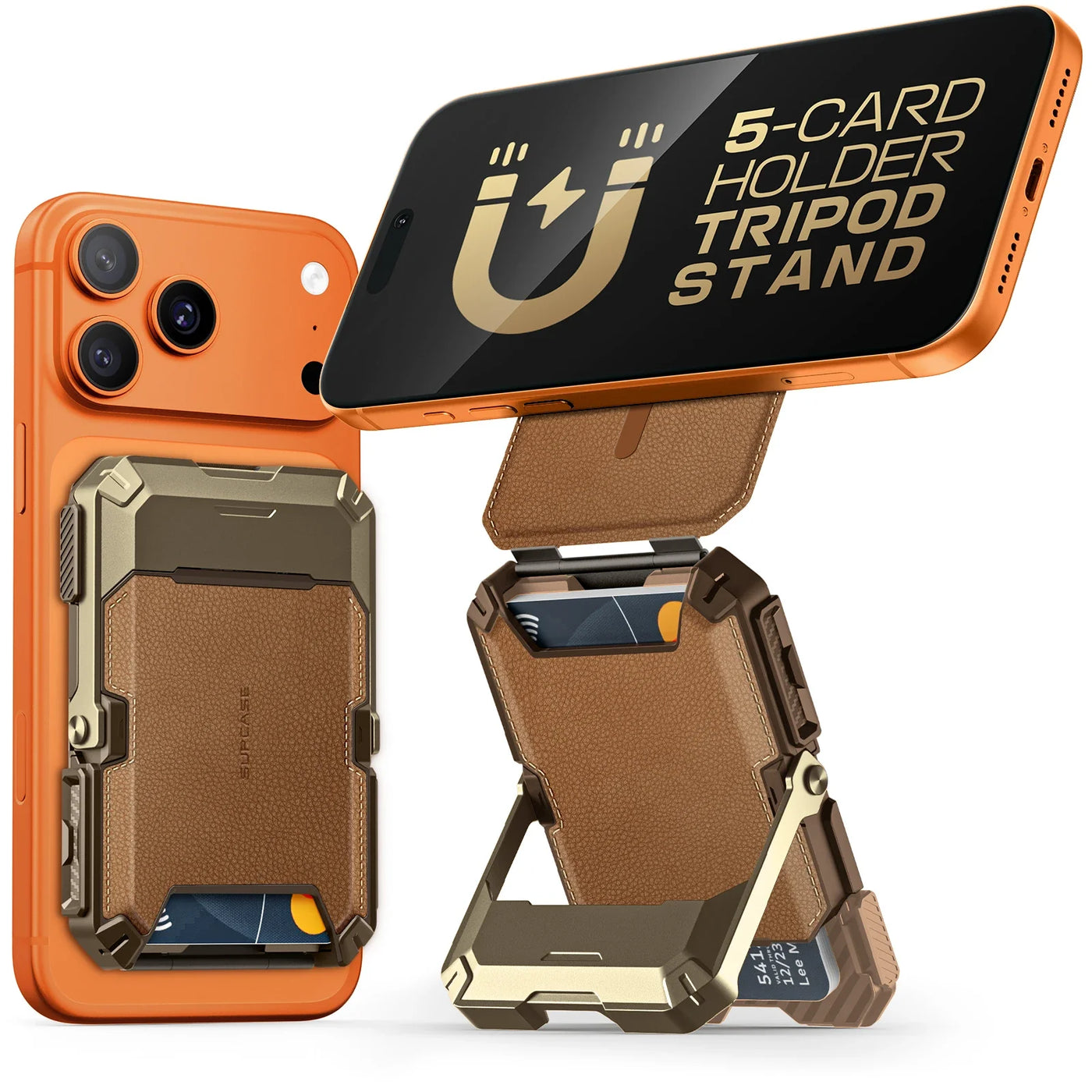 Magflip Magnetic Wallet with Stand-Brown