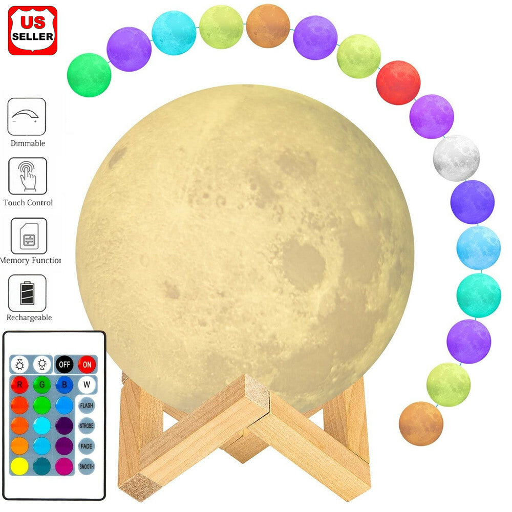 3D Printing Moon Galaxy Lamp Moonlight USB LED Night Light Touch Color Changing
